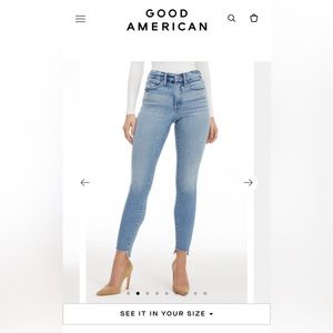 GOOD AMERICAN Stepped-hem Skinny High-rise Jeans GWSH367T Blue Size 6 NWT $135